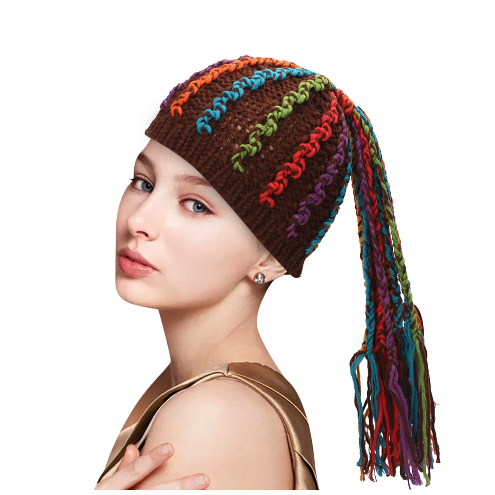 Funny Braided Tassel Wool Hat - Hip Hop Baseball Cap with Long Braids for Men & Women - Perfect for Costume Parties, Halloween, and Urban Street Fashion