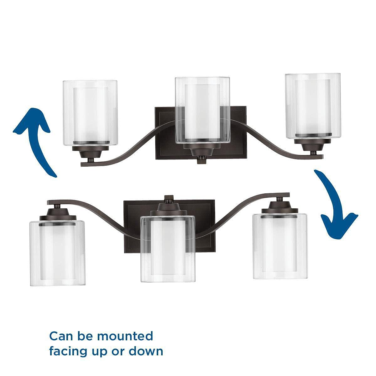 Progress Lighting Kene Collection 3-Light Clear Glass Craftsman Bath Vanity Light in Graphite Black - Perfect for Modern Bathroom Vanity Lighting and Home Decor