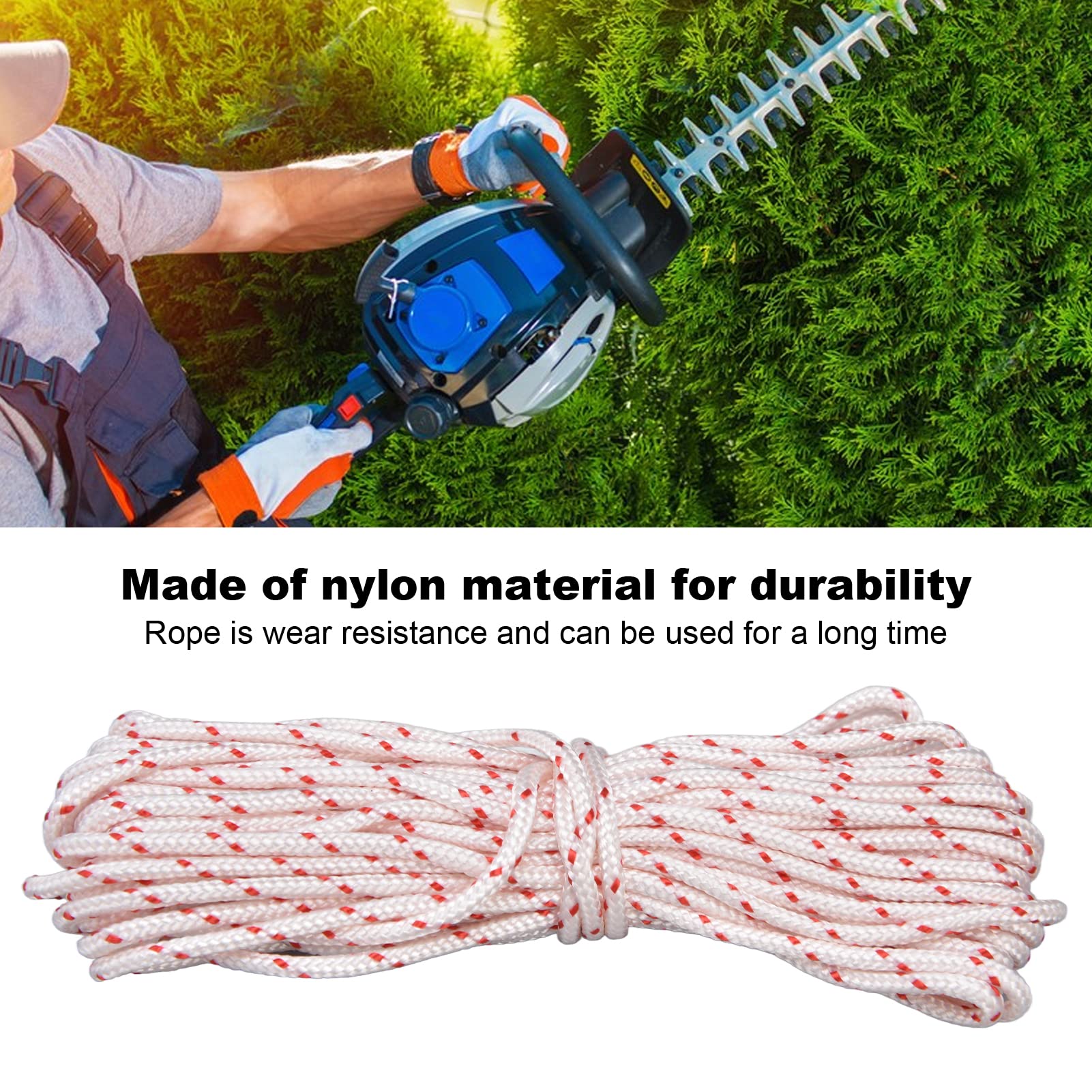 4.0mm Nylon Recoil Starter Rope - 10M Lawn Mower Pull Cord Replacement for Chainsaw, Trimmer & Outdoor Power Tools - Durable & Weather-Resistant for Easy Engine Starting in All Conditions