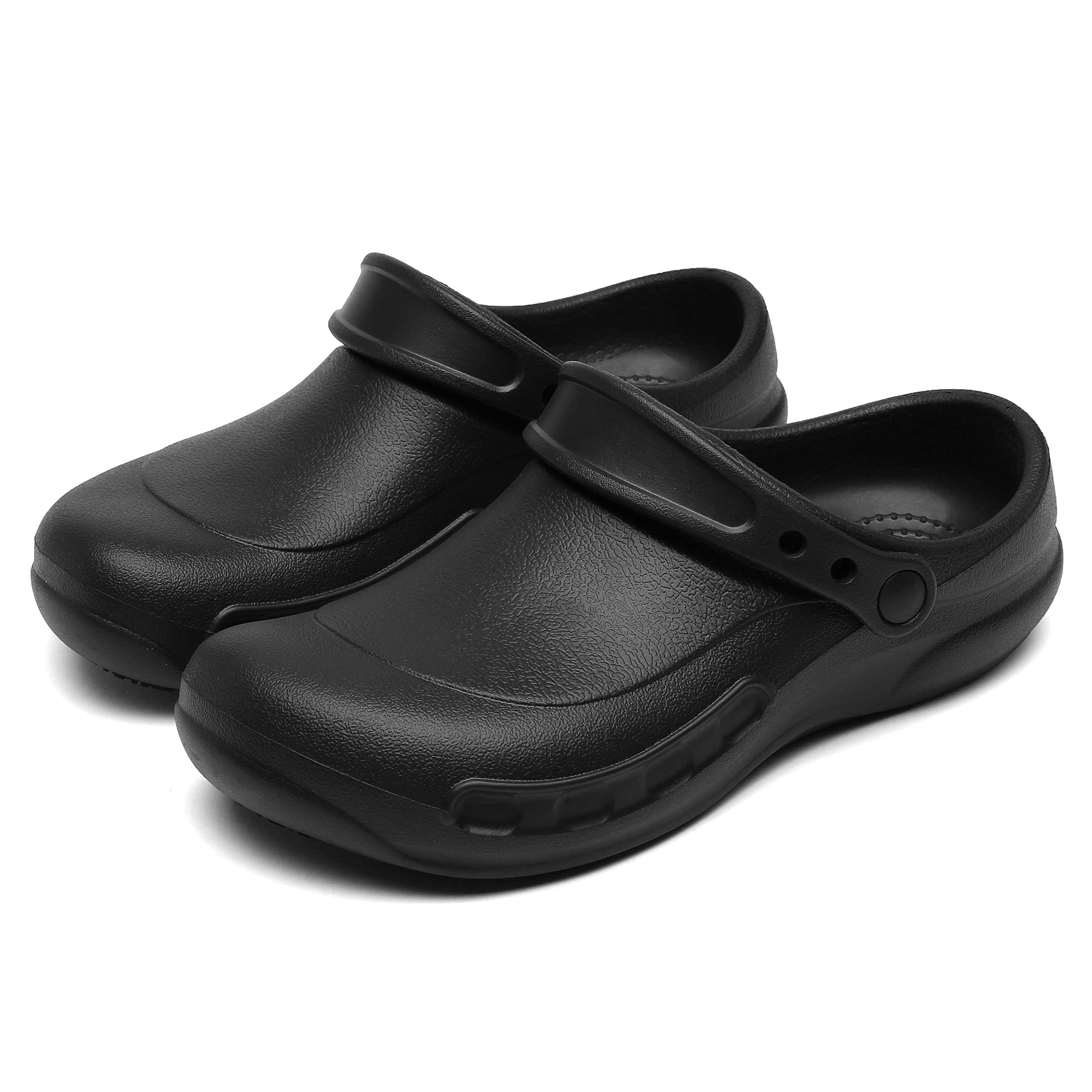 Unisex Oil-Resistant Chef Shoes - Non-Slip Kitchen Clogs for Men & Women | Waterproof Work Shoes for Chefs, Nurses & Gardeners | Comfortable Black Professional Food Service Footwear (Ideal for Restaurant, Hospital & Outdoor Use)