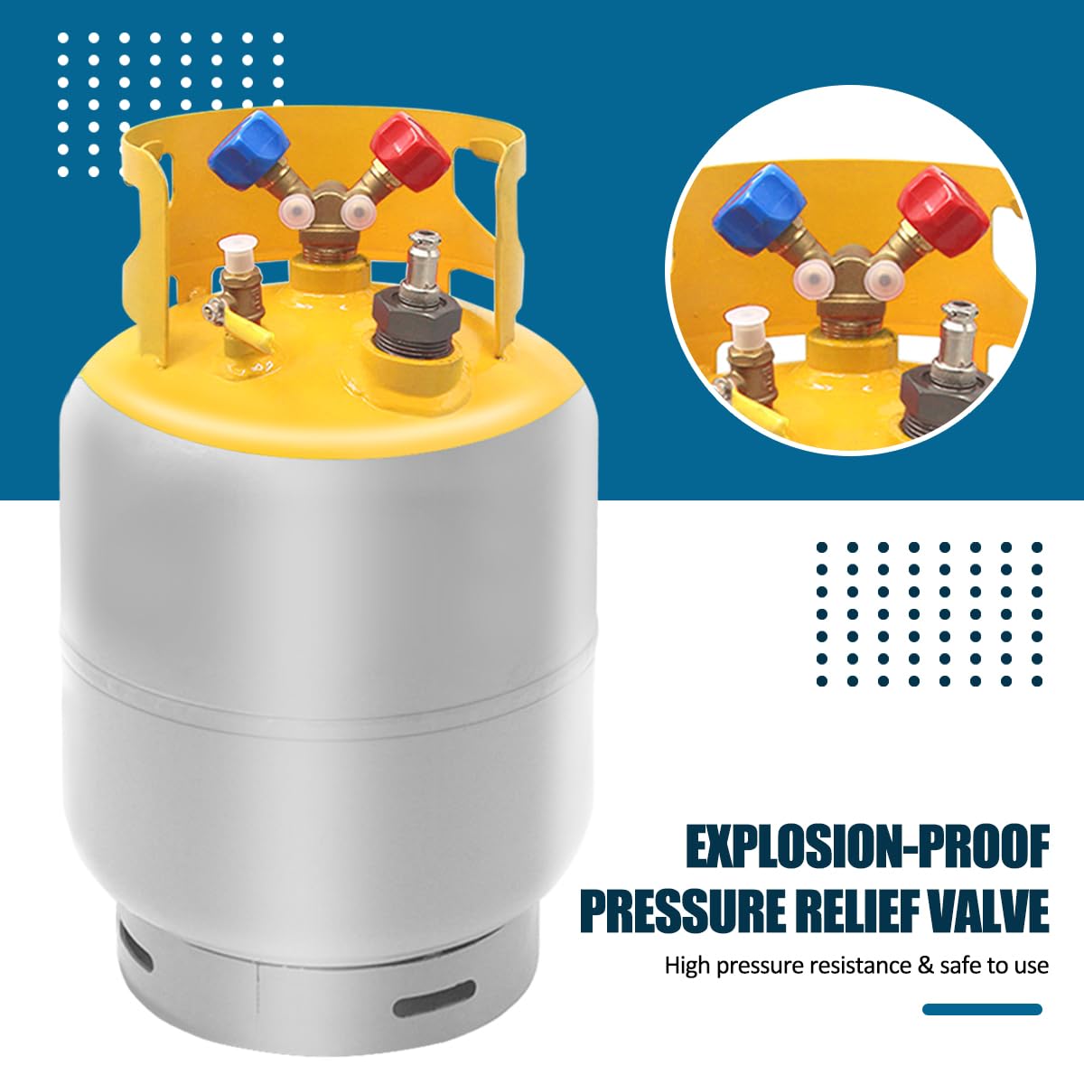 30lb Universal Refrigerant Recovery Tank with Float Switch - Heavy Duty Steel Cylinder for HVAC R22 R410A R134a - Reusable for All Refrigerants - Ideal for AC Repair & Maintenance Professionals