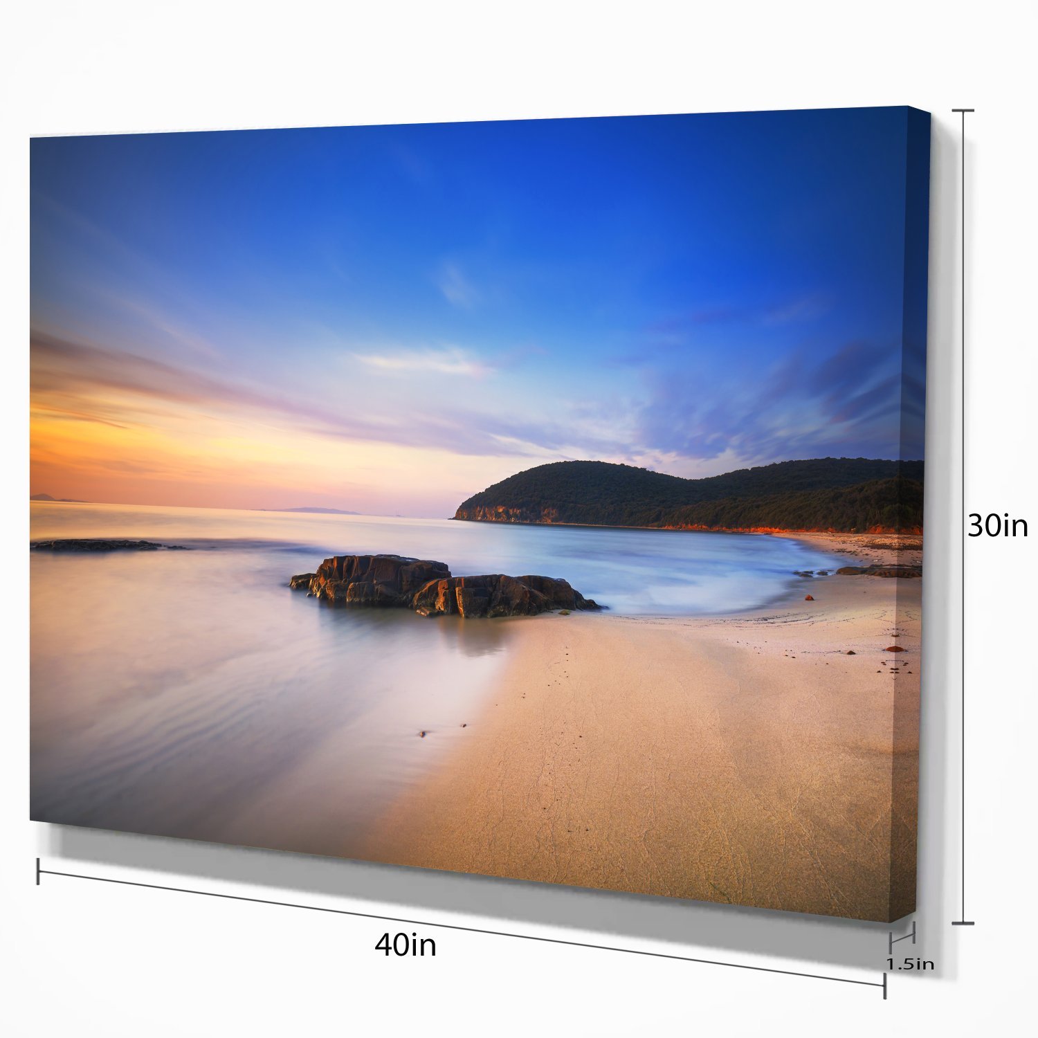Extra Large Seashore Canvas Wall Art - Stunning Sunset at Cala Violina Beach Painting - Perfect for Living Room, Bedroom & Office Decor