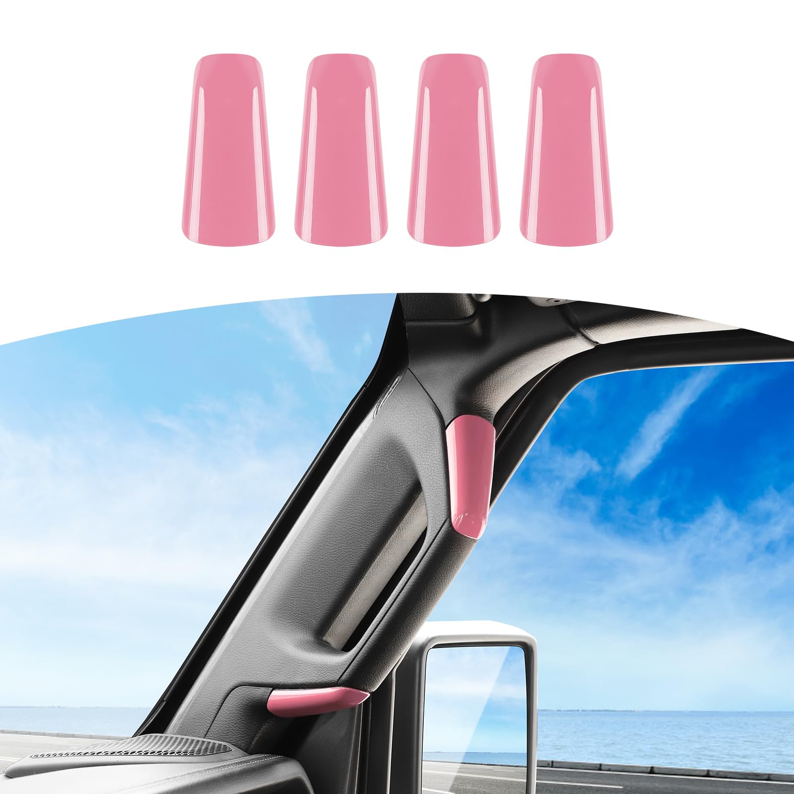 Pink A Pillar Grab Handle Cover Trim for Jeep Wrangler JL JLU & Gladiator JT (2018-2023) - Interior Accessories for Off-Roading & Daily Driving