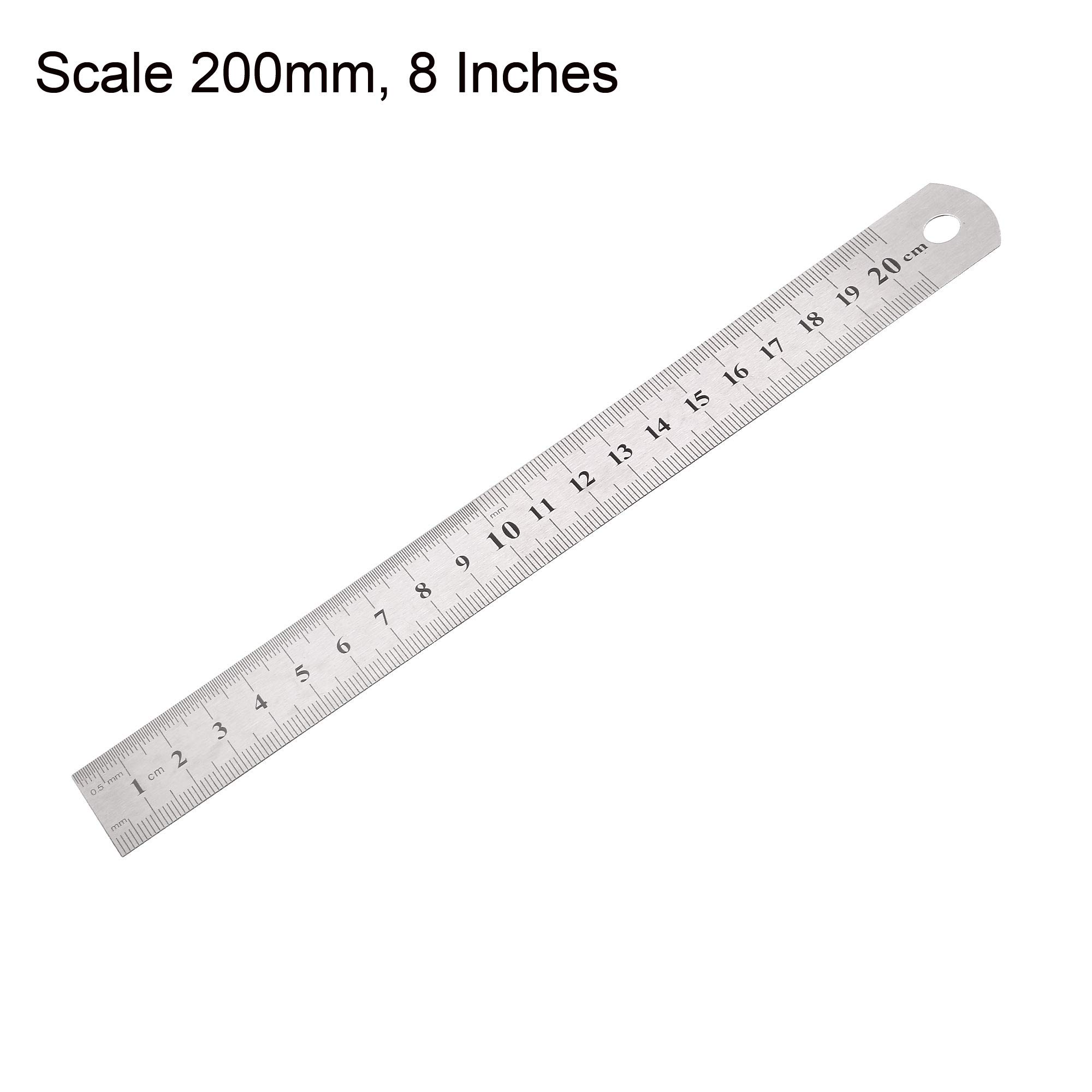 Premium 8 Inch (20cm) Metal Straight Edge Ruler - Silver Tone Measuring Tool for Office, School & Craft Projects | Durable Stainless Steel Ruler for Drawing, Engineering & DIY Projects