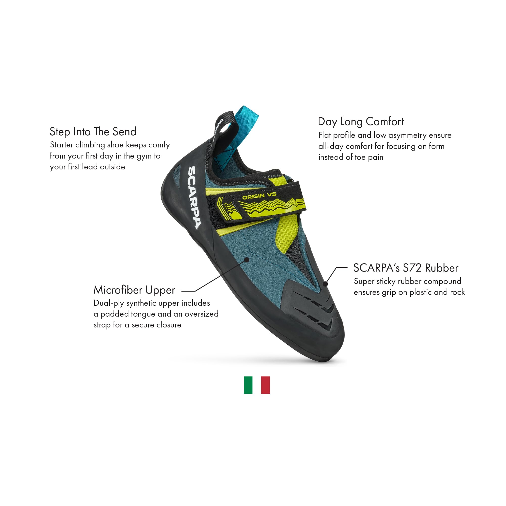SCARPA Men's Origin VS Rock Climbing Shoes - Lightweight & Durable for Indoor Gym Bouldering, Sport Climbing & Outdoor Adventures | Perfect for Beginners & Advanced Climbers