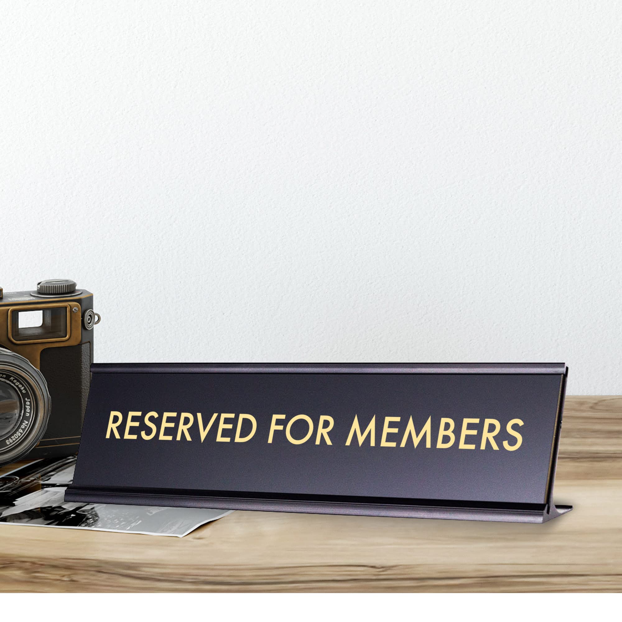 Reserved for Members Sign - 2 x 8 Inch Novelty Desk Plaque - Perfect for Office, Home, or Club Use