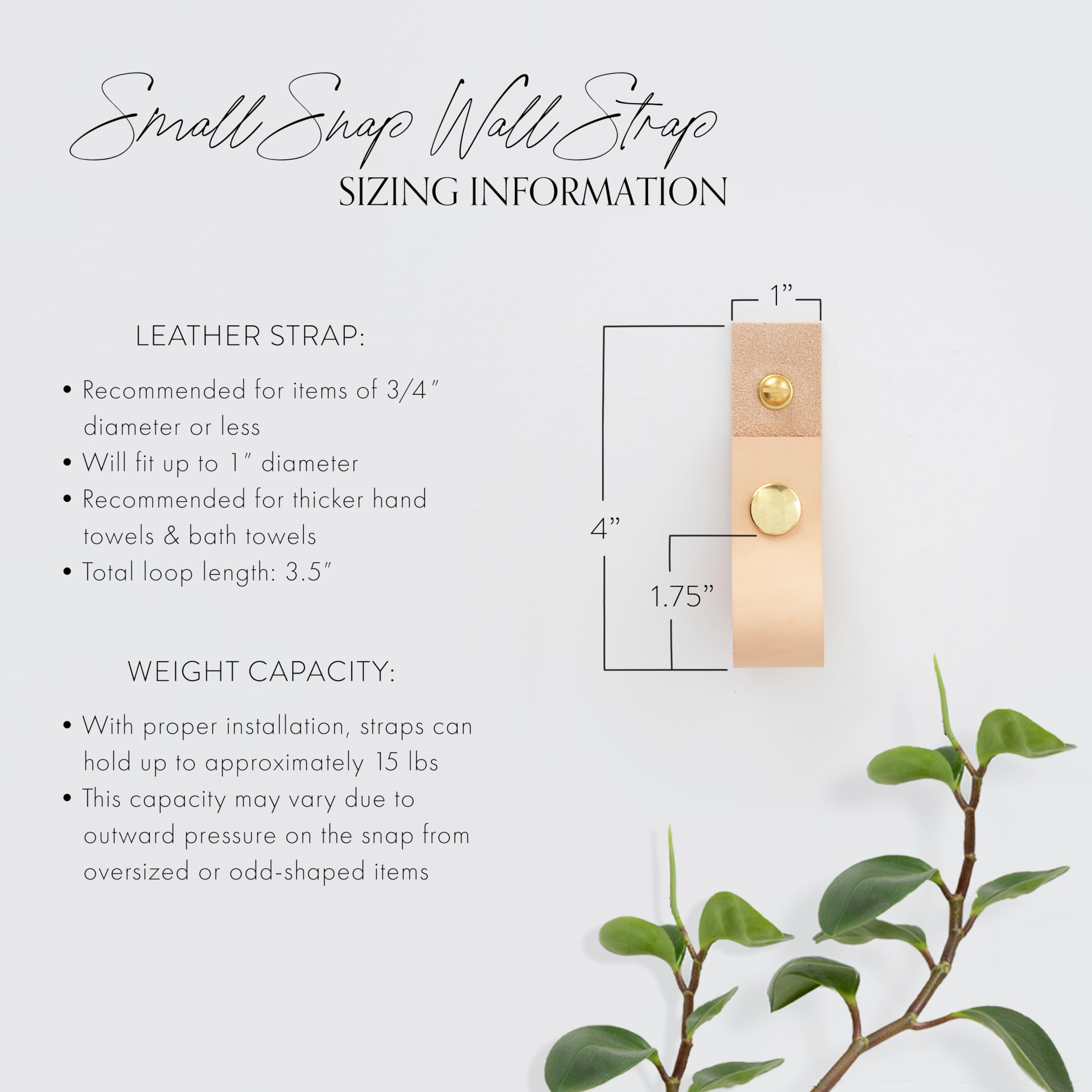 KEYAIIRA - Leather Wall Hanger with Snap Closure - Functional Entryway Organizer, Bathroom Towel Hook, Boho Decor & Jewelry Holder - Perfect for Hallway, Bedroom, Kitchen Storage & Home Organization