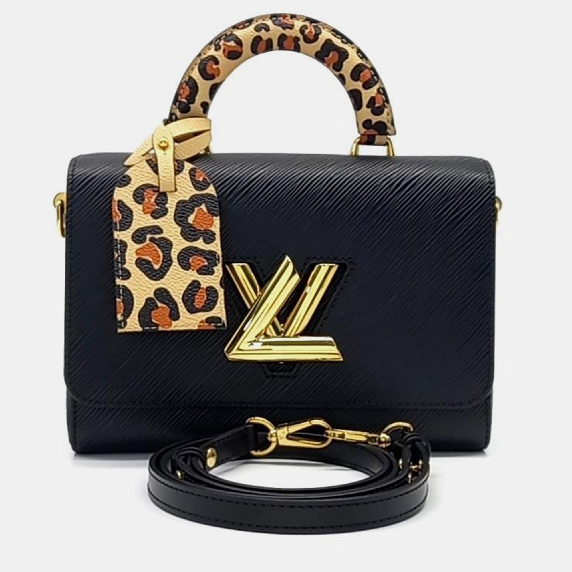 Stylish Black & Leopard Print Top Handle Twist MM Bag - Perfect for Work, Parties & Everyday Fashion