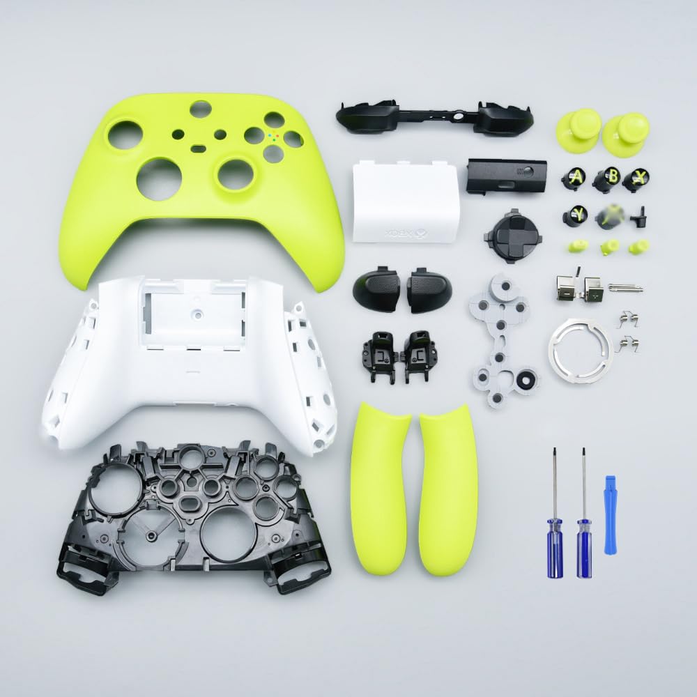 Xbox Series S X Controller Housing Case Cover - Full Buttons Protection Shell & Faceplate Tools (Yellow) | Durable Replacement for Gaming Accessories | Perfect for Competitive Gaming & Long Play Sessions