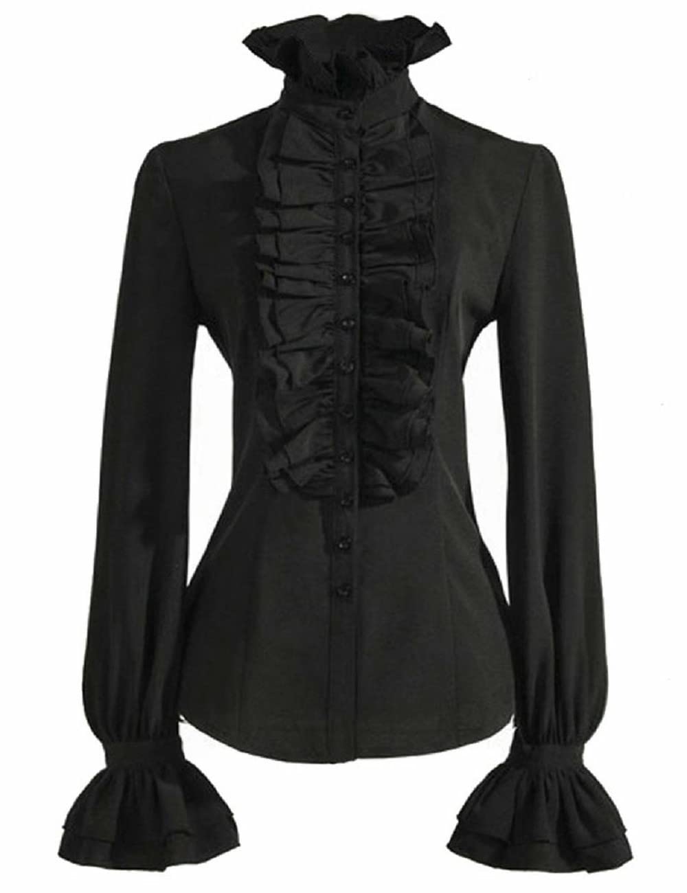 Victorian Gothic Blouse for Women - Vintage Ruffle Long Sleeve Shirt - Elegant Victorian Style Top for Gothic Fashion, Halloween Costume & Steampunk Outfits