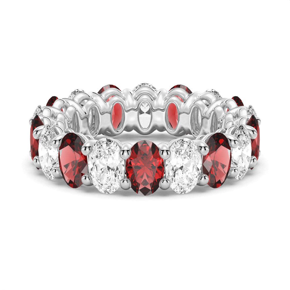 6.6 CT Lab-Created White Sapphire & Garnet Gemstone Ring for Women - Elegant Wedding, Engagement, Anniversary Jewelry Gift