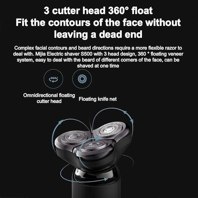 Electric Rotary Shaver for Men - Waterproof Wet/Dry Shaving, USB Rechargeable Cordless Hair Clipper with LED Display (Black) - Perfect for Travel, Home & Gym Use
