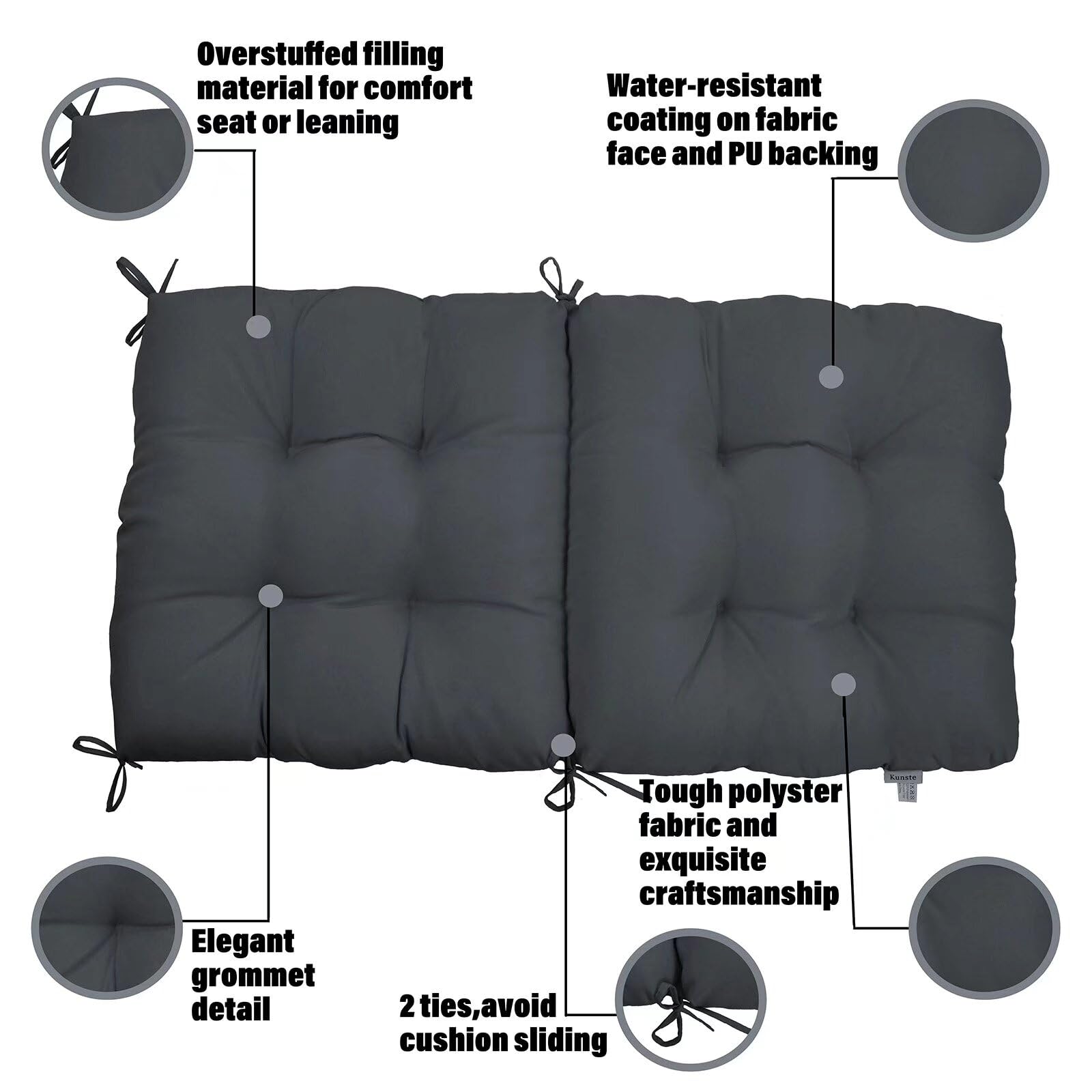 Premium Indoor/Outdoor Patio Garden Cushion Set - 4 High Back Deep Seat Cushions in Grey | Weather-Resistant Comfort for Patio Furniture, Poolside Lounging & Outdoor Entertaining