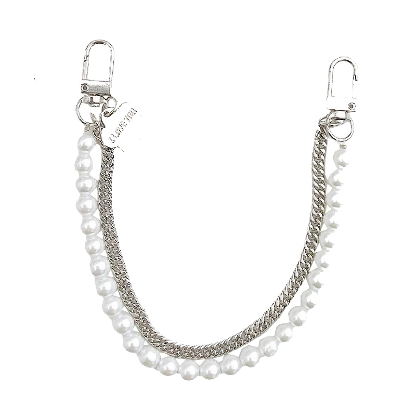 Elegant White Pearl Metal Bag Strap - Twisted Purse Chain for Handbags | DIY Replacement Handles for Women's Accessories | Perfect for Evening Bags, Clutches & Shoulder Bags