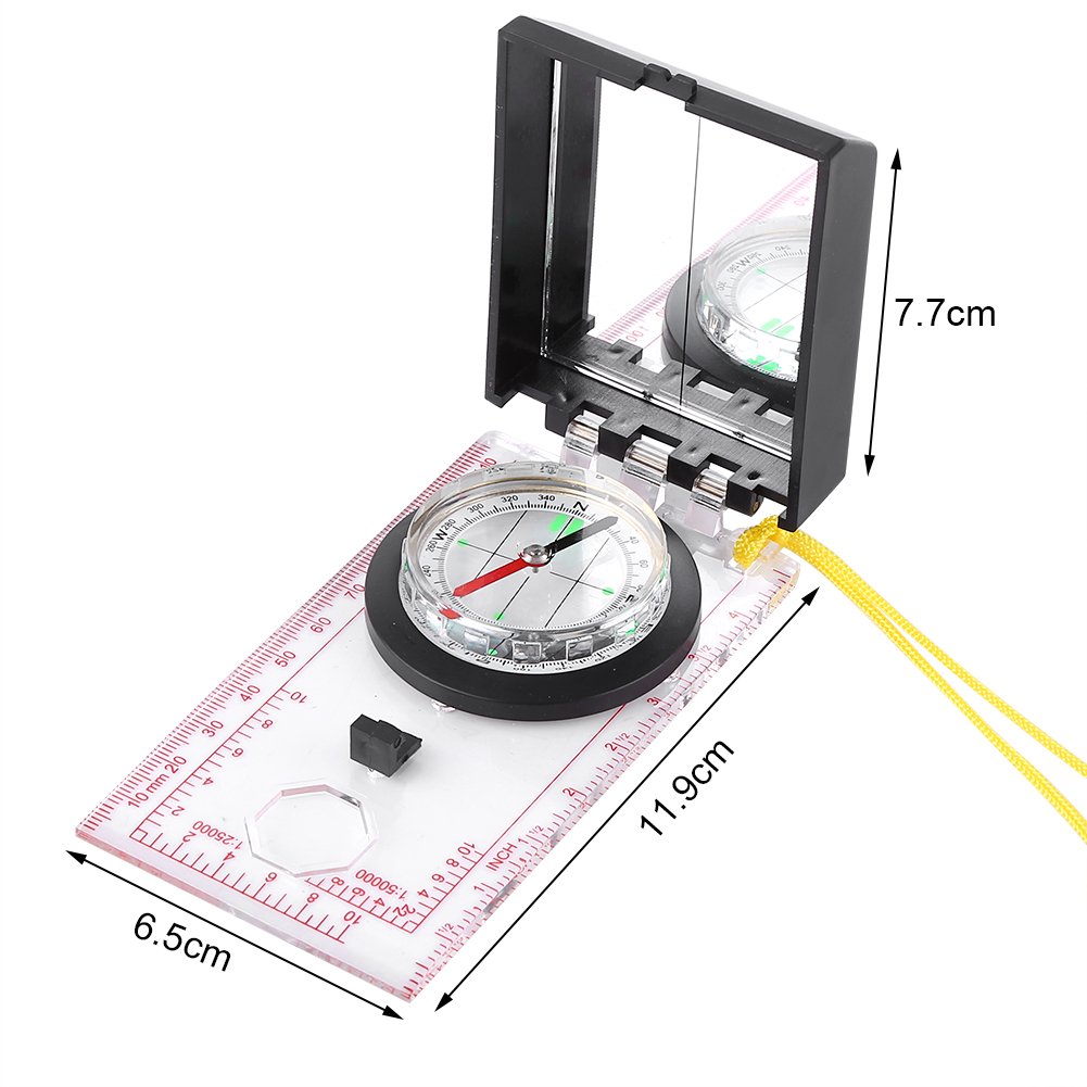 Premium Multi-Functional Map Compass with Mirror, Ruler & Declination - Perfect for Camping, Hiking, Fishing, Orienteering & Outdoor Navigation - Essential Survival Gear for Adventurers