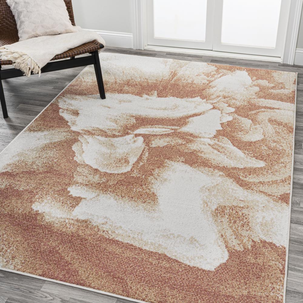 Petalo Abstract Two-Tone Modern Area Rug - Soft Non-Slip Living Room Carpet for Bedroom, Office & Home Decor