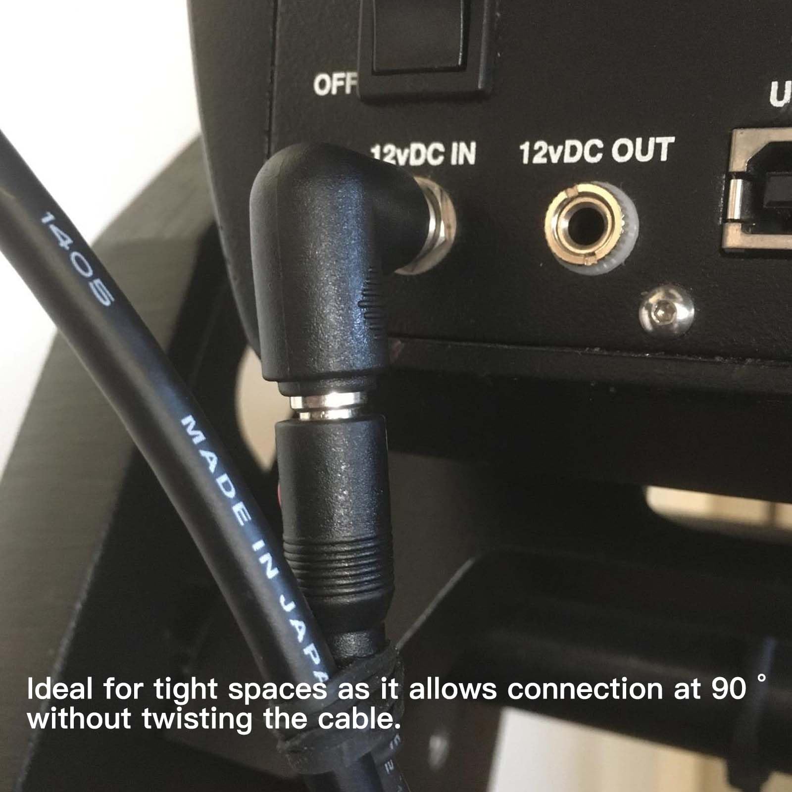 90 Degree Right Angle DC 3.5x1.35mm to 5.5x2.1mm Barrel Power Adapter - 5 Pack for Security Cameras, CCTV, Amazon Echo 1st/2nd Gen - Charging Cable Connector for Home & Office Electronics