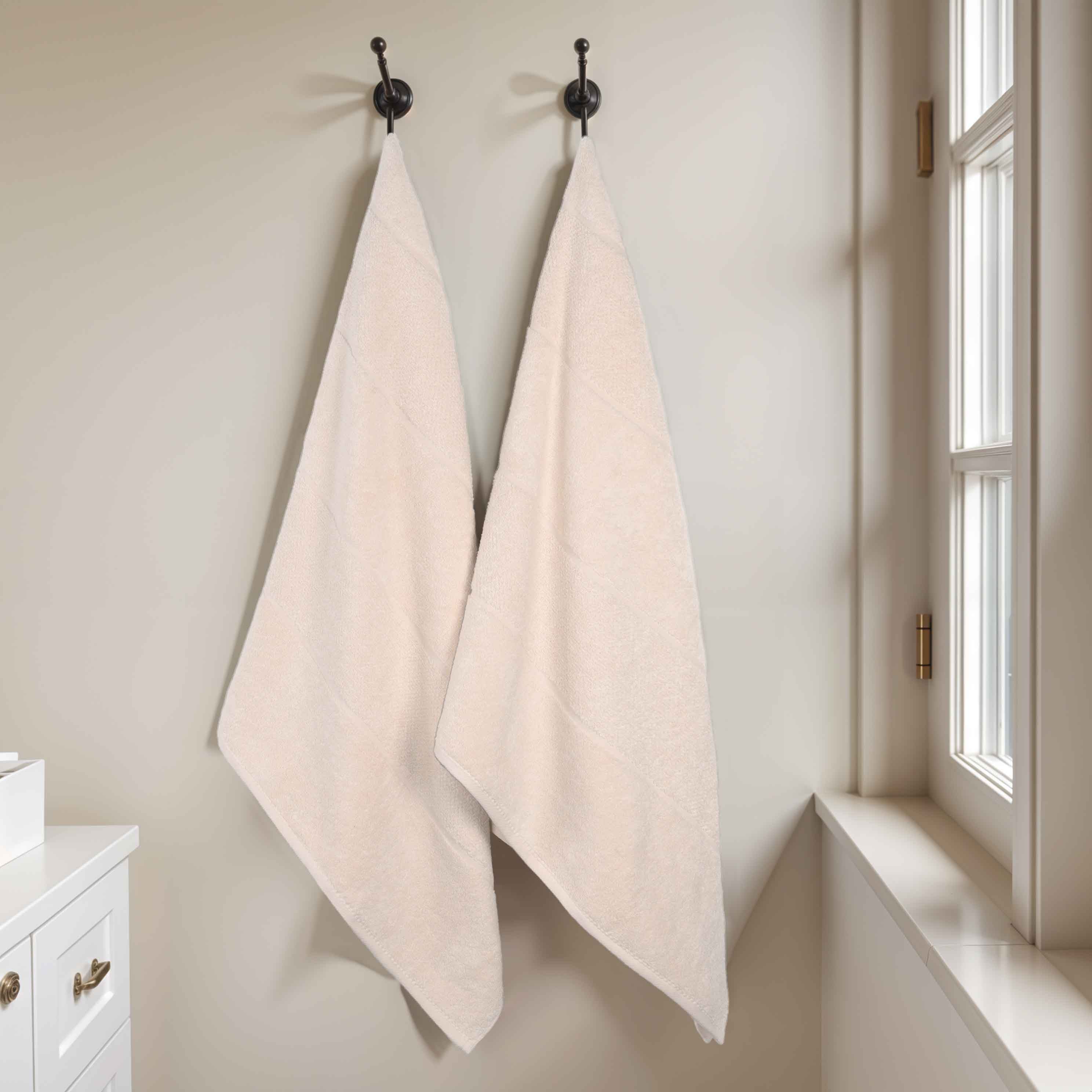 Premium Mile Smart Twist Cotton Bath Towels Set of 2 - Ultra Soft, Absorbent & Quick-Drying Luxury Bath Sheets with Broad Border - Perfect for Spa, Hotel & Home Bathroom Use