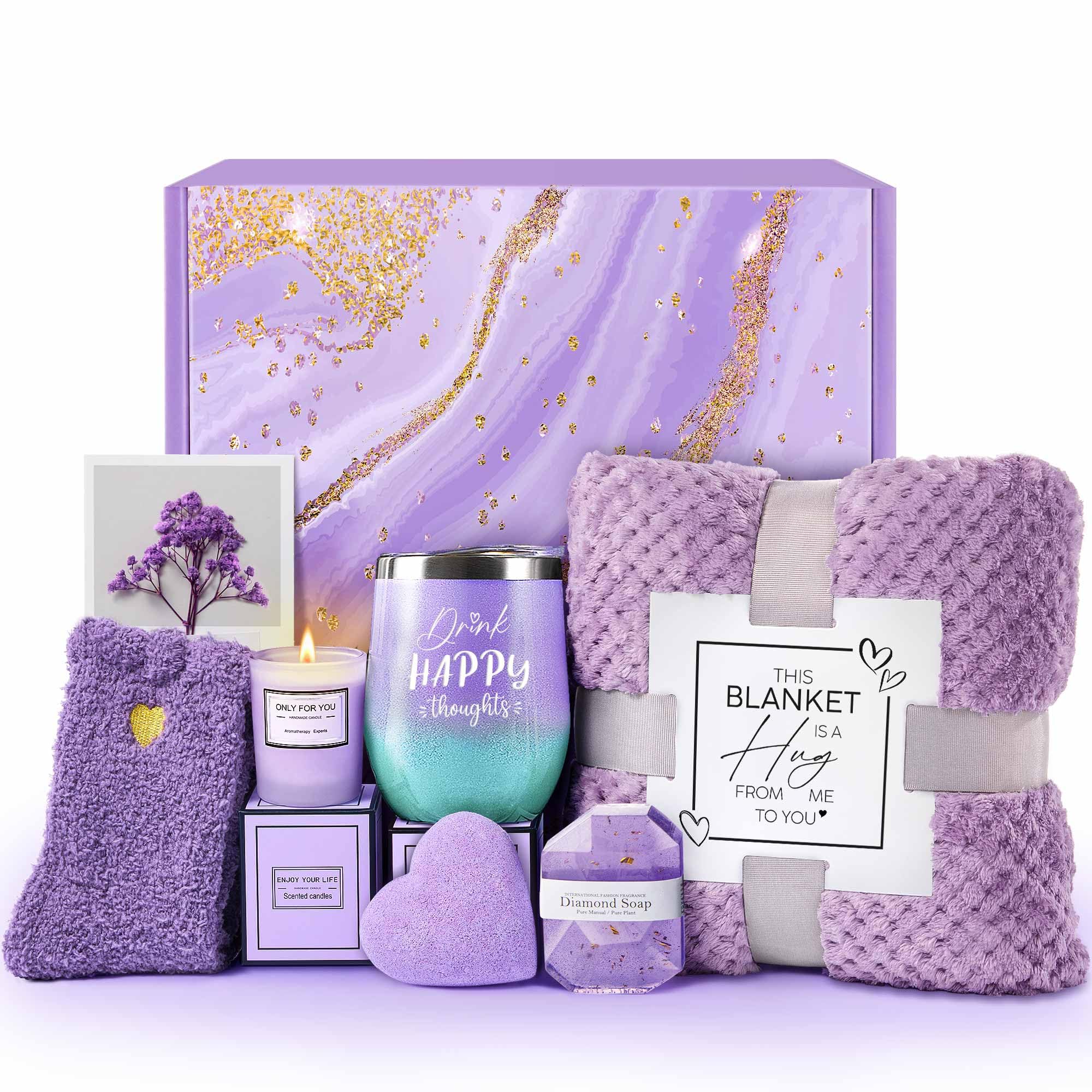 Relaxing Spa Care Gift Set with Luxury Flannel Blanket - Birthday, Get Well Soon, Valentine's Day, Mother's Day & Christmas Gifts for Women, Mom, Wife, Girlfriend, Sister - Perfect for Self-Care, Recovery & Special Occasions