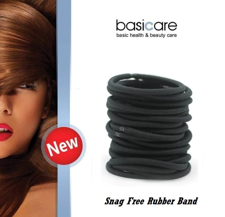 Basicare Black No Metal Hair Ties - 24 Pack Snag-Free Round Elastic Bands for Thick, Curly & Straight Hair | Gentle Ponytail Holders for Women & Girls | Perfect for Workouts, Office & Everyday Use