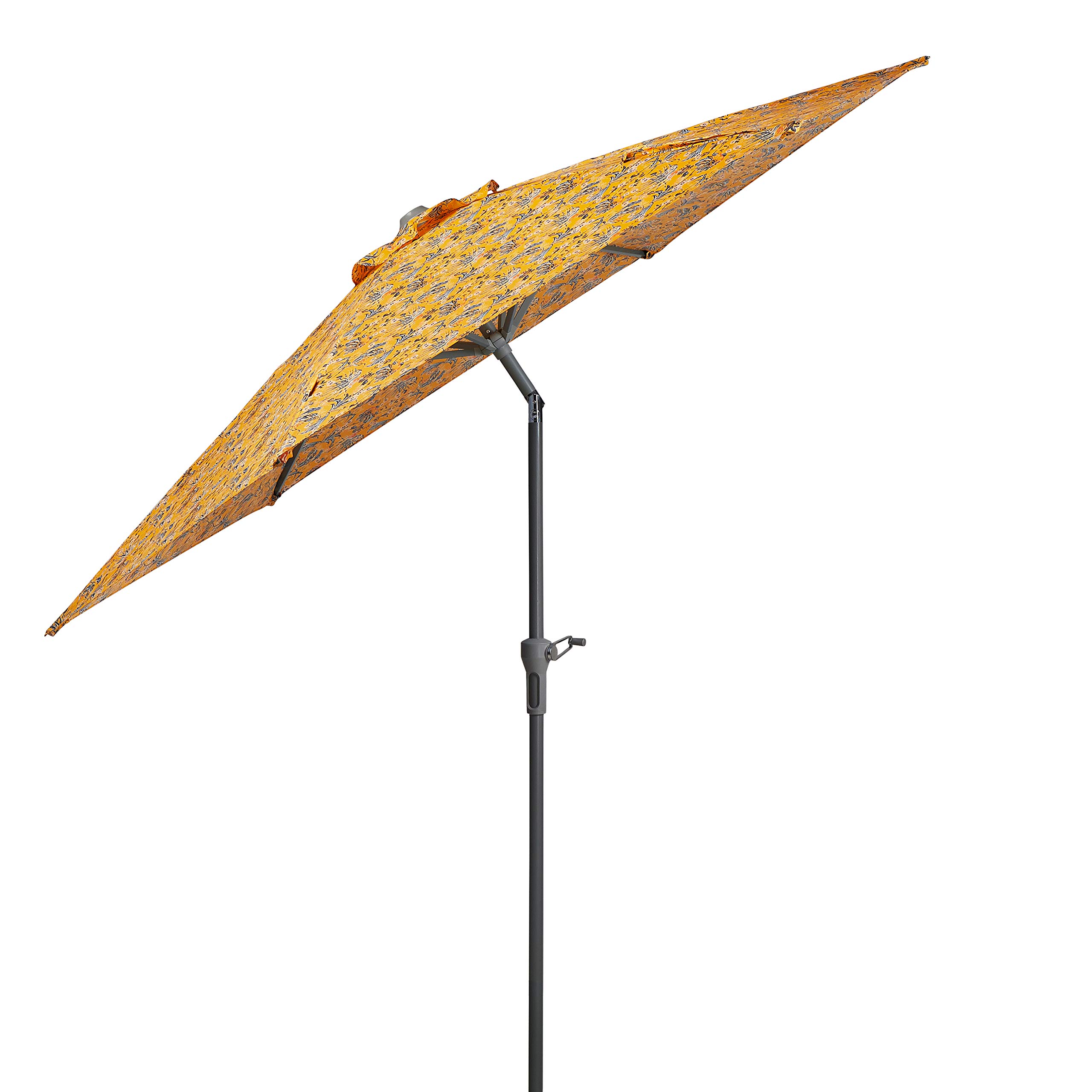 Vera Bradley by Classic Accessories 9 Foot Water-Resistant Market Umbrella - Rainforest Toile Gold Pattern - Perfect for Outdoor Events, Beach Trips & Garden Parties