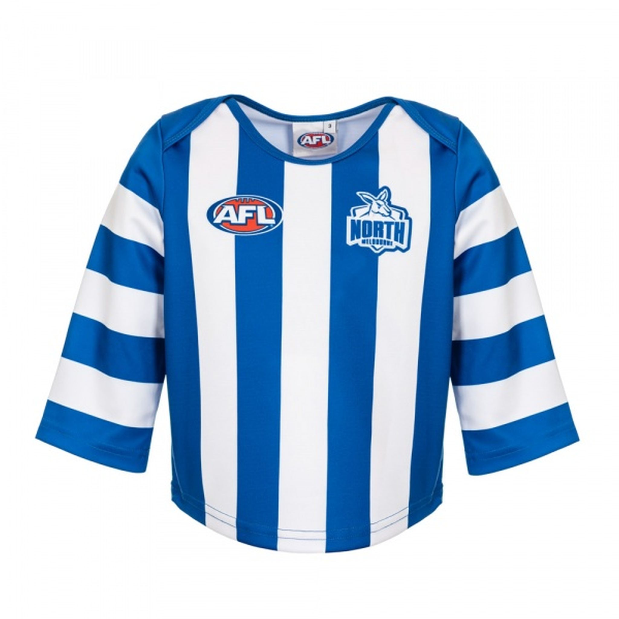 Burley Sekem North Melbourne Kangaroos AFL Infant Long Sleeve Replica Jersey - Size 2 - Perfect for Game Day, Team Support & Baby Photo Shoots