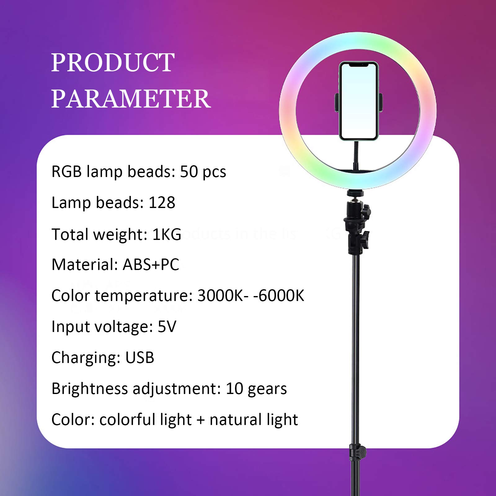 10-inch RGB Ring Light with 17 Colors & Adjustable Tripod Stand - Dimmable LED Circle Light for Makeup, Live Streaming, YouTube Videos, TikTok Content Creation & Photography
