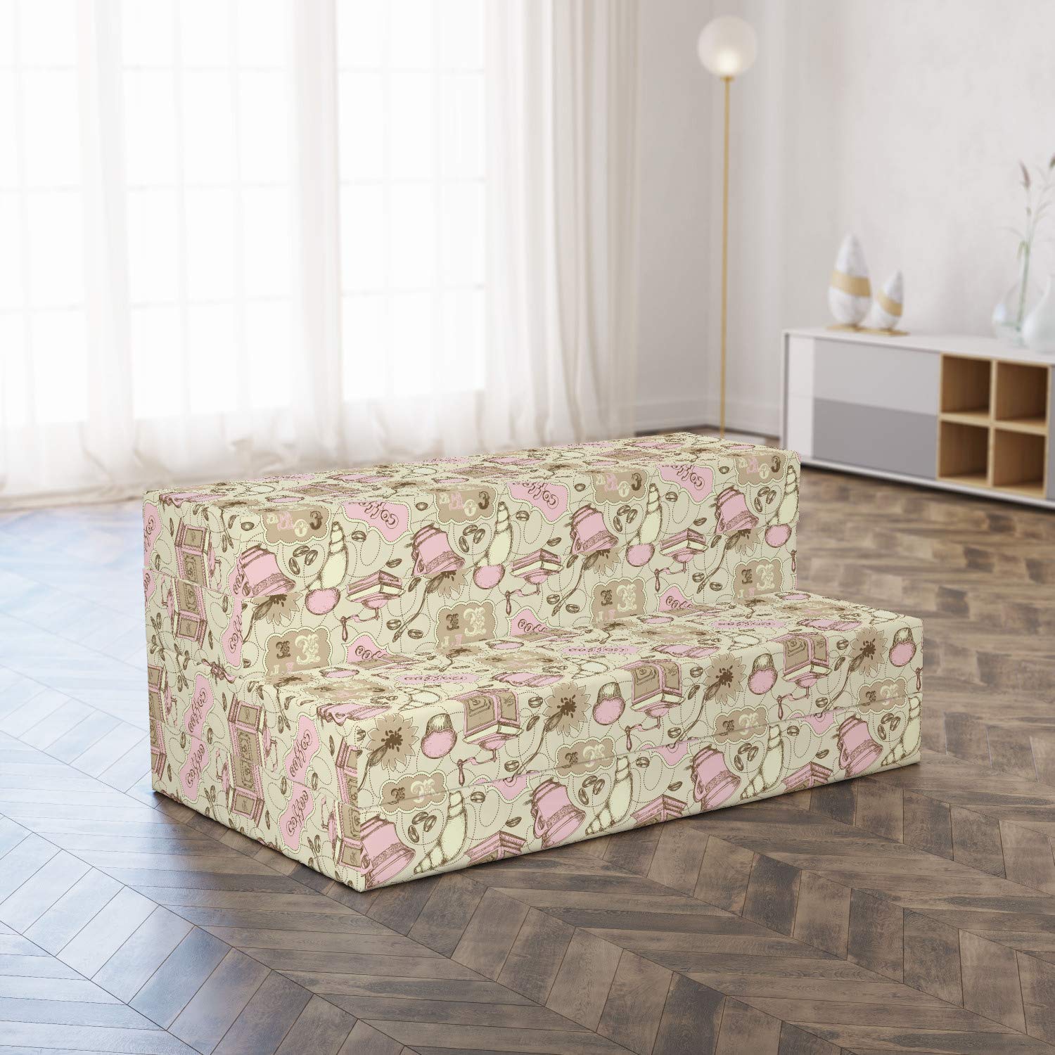 Ambesonne Abstract Foldable Mattress - Tea Pots & Cups Design, 78.7