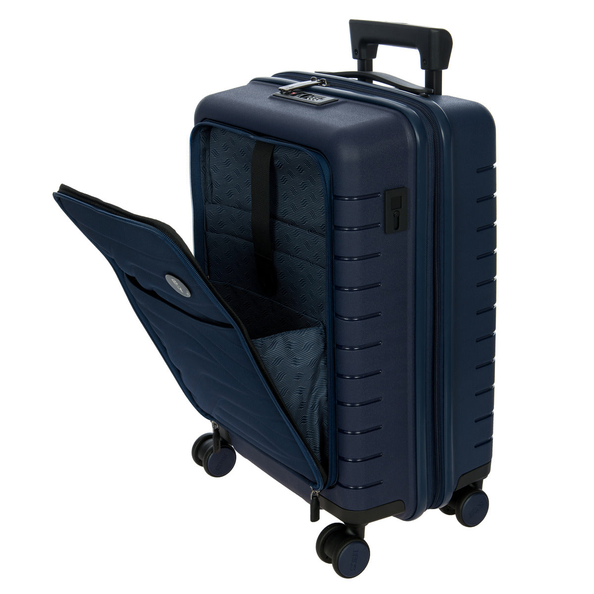Ulisse 21 Expandable Spinner Luggage with Pockets - Blue Carry-On Suitcase for Travel, Business Trips & Weekend Getaways