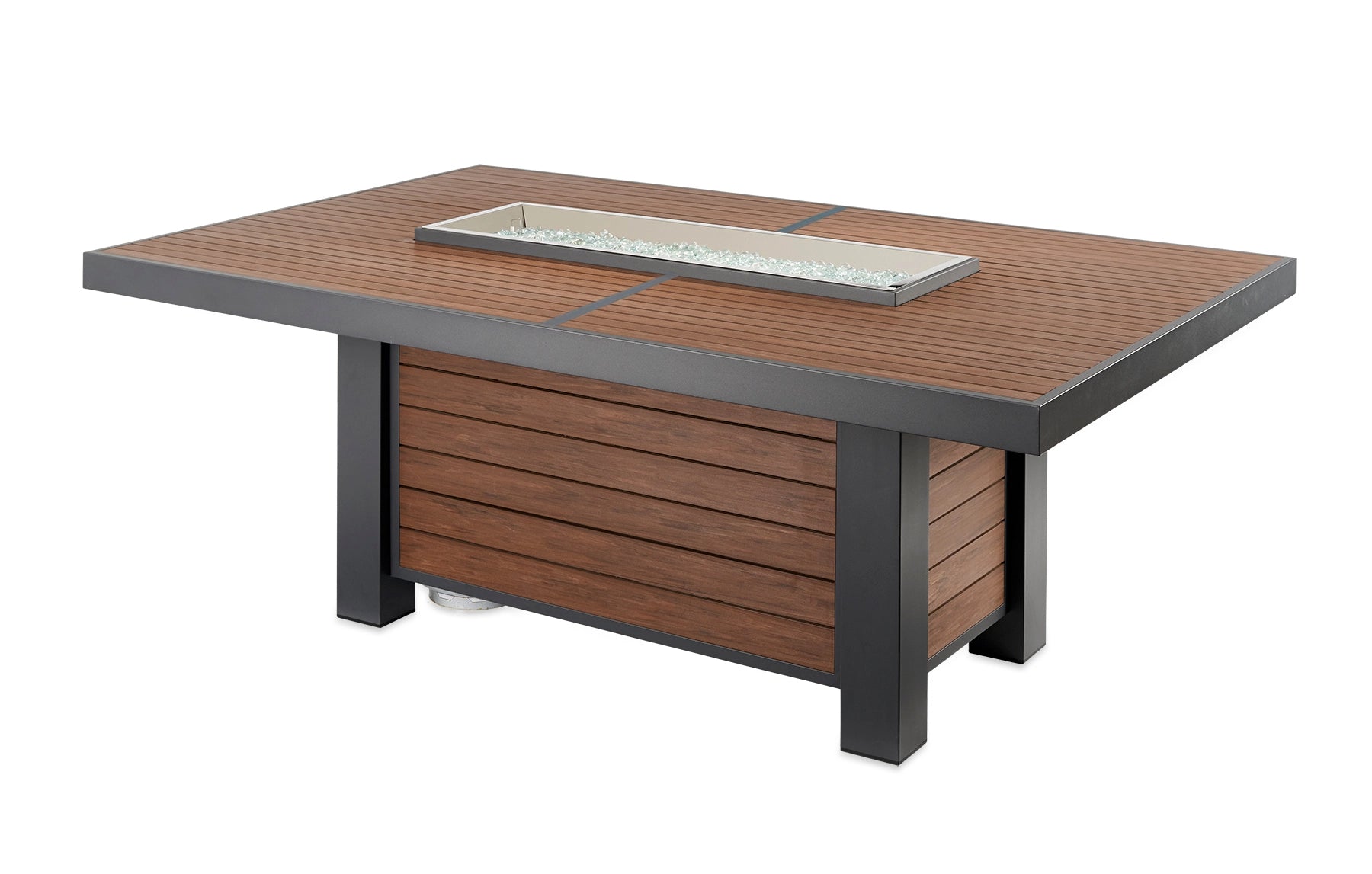 Kenwood Linear Dining Height Gas Fire Pit Table - Outdoor Patio Heater with Modern Design for Backyard, Deck, and Garden Gatherings