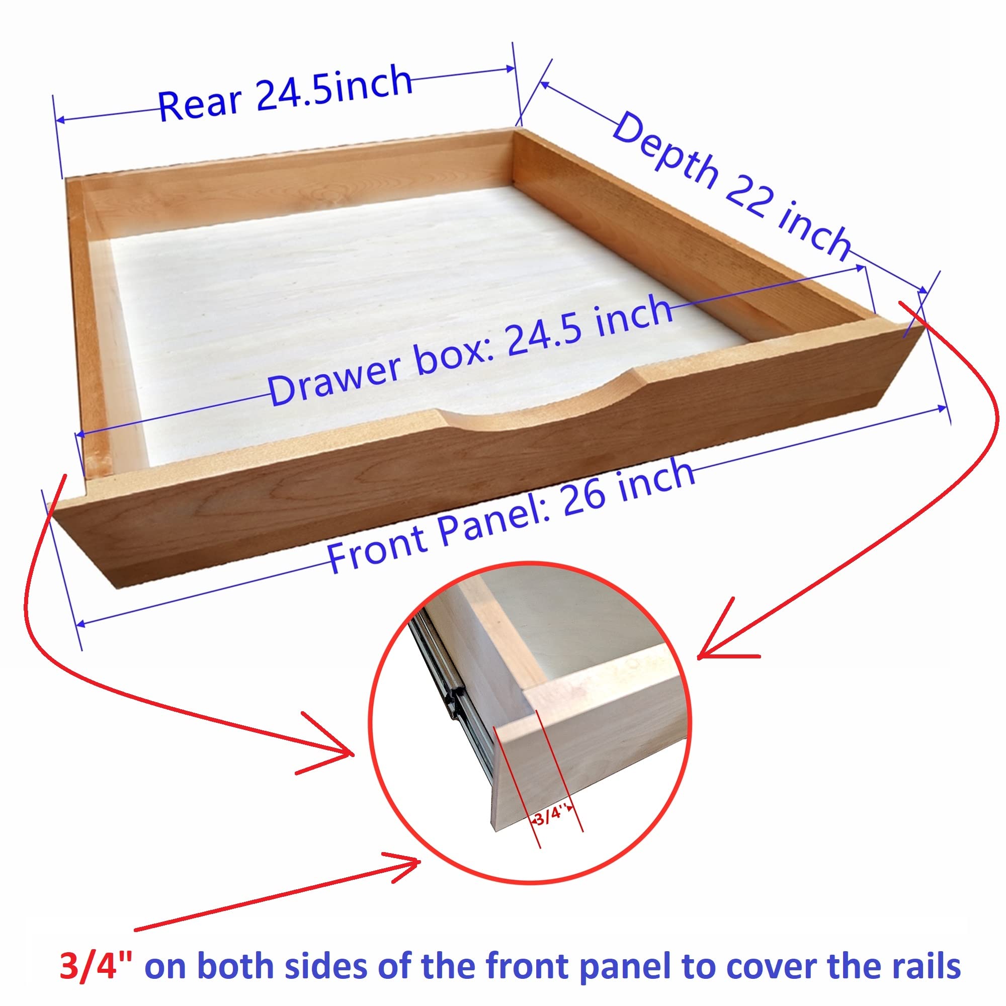 Fully Assembled Wooden Utensil Drawer Organizer - Pull-Out Under Cabinet Sliding Shelf for Kitchen, Bathroom & Vanity - Under Sink Pot Holder Drawer Organizer with Roll-Out Tray (26