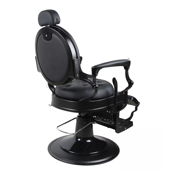 Premium Heavy Duty Antique Barber Chair - Gold/Matte Black Salon Styling Chair with Hydraulic Pump | Model 121951A | Professional Haircut & Shave Station for Barber Shops & Salons