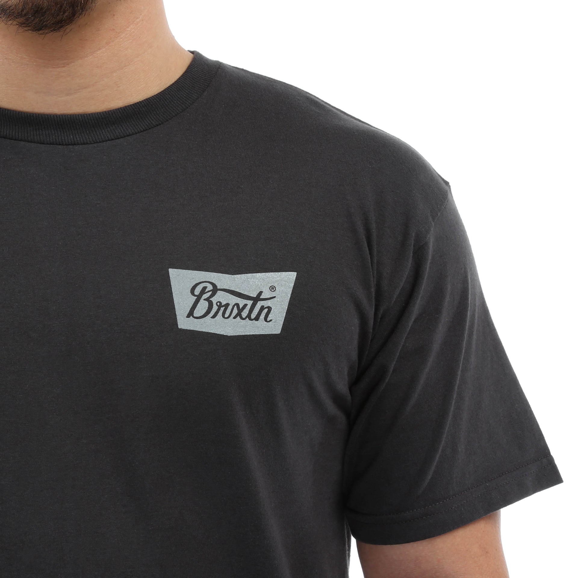 Brixton Stith Short Sleeve Standard T-Shirt for Men - Soft Washed Black Cotton Tee - Casual Wear, Street Style, Everyday Outfit