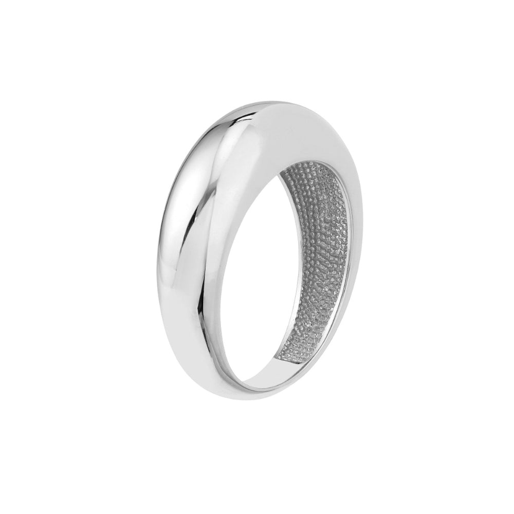 14K White Gold Wide Domed Ring for Women - Elegant Stackable Band, Perfect for Weddings, Anniversaries & Everyday Wear