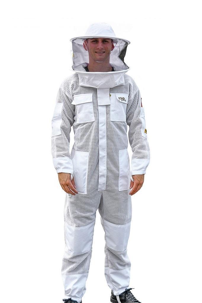 OZ ARMOUR 3 Layer Mesh Ventilated Beekeeping Suit with Round Brim Hat - Full Body Protection for Beekeepers - Ideal for Honey Harvesting, Hive Inspection & Outdoor Beekeeping Activities