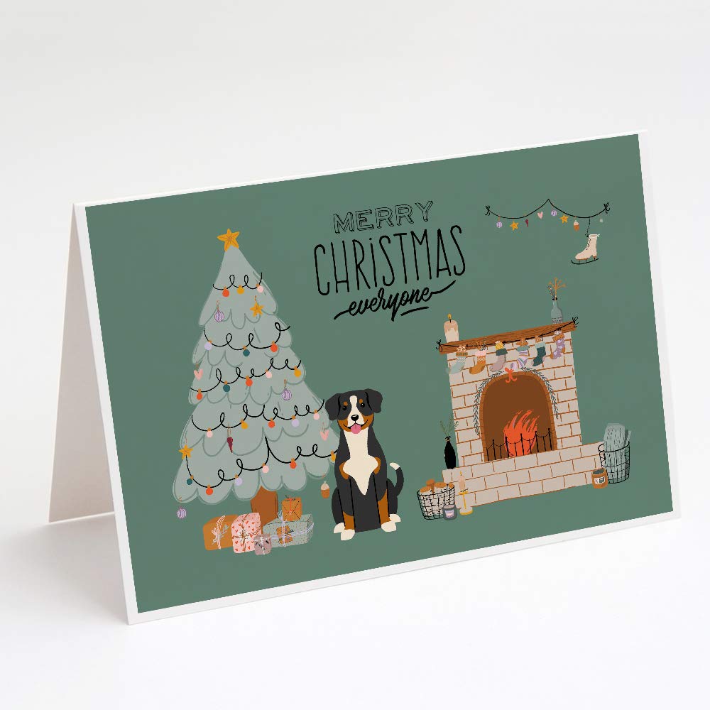 Entlebucher Christmas Everyone Greeting Cards - Pack of 8 Blank A7 Note Cards with Envelopes (5x7 inches) | Whimsical Holiday Stationery for Christmas Greetings, Thank You Notes & Festive Correspondence