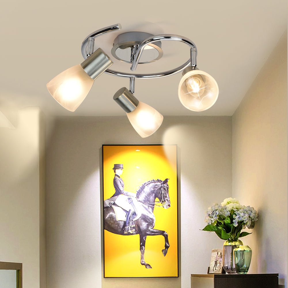 DLLT Modern LED Track Lighting Fixtures - 3-Light Adjustable Round Ceiling Track Light System with Directional Spotlights for Kitchen, Office, Bedroom, Picture Wall & Hallway | Energy-Efficient Indoor Lighting for Home & Commercial Spaces