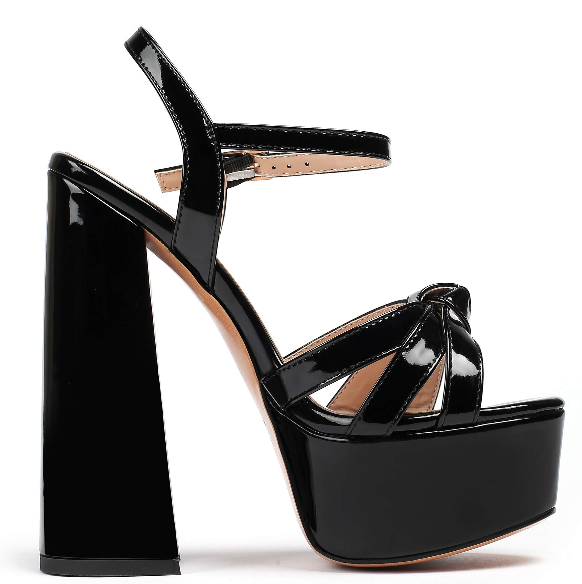 Sammitop Women's Chunky Block Heel Sandals - Open Toe Ankle Strap Suede Platform Sandals with Adjustable Buckle for Party, Wedding & Summer Outfits