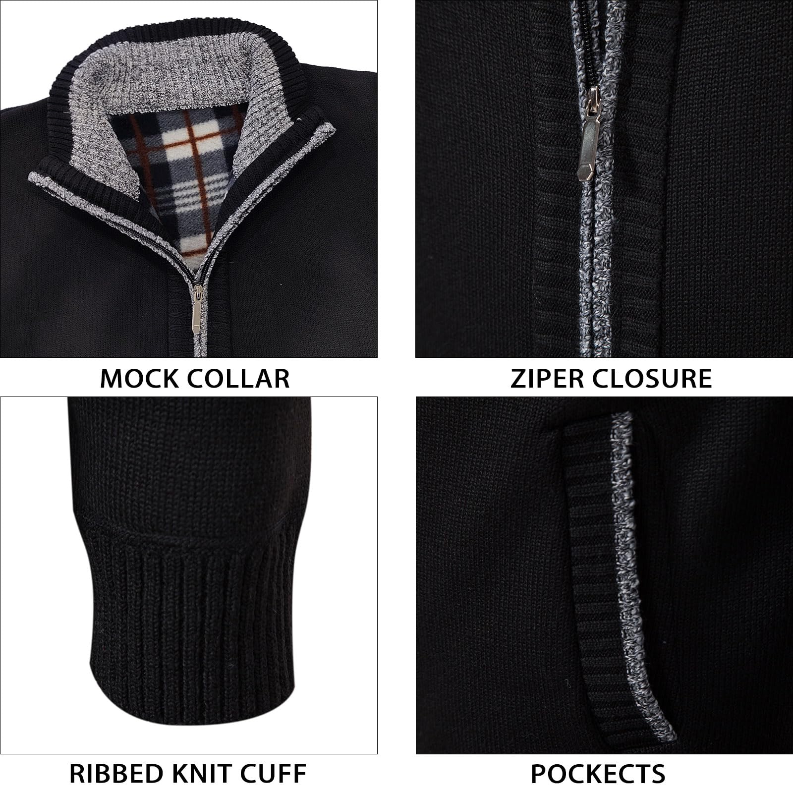Mylldey Men's Full Zip Knit Cardigan Sweater - Long Sleeve Casual Pullover for Workout, Office & Outdoor Activities
