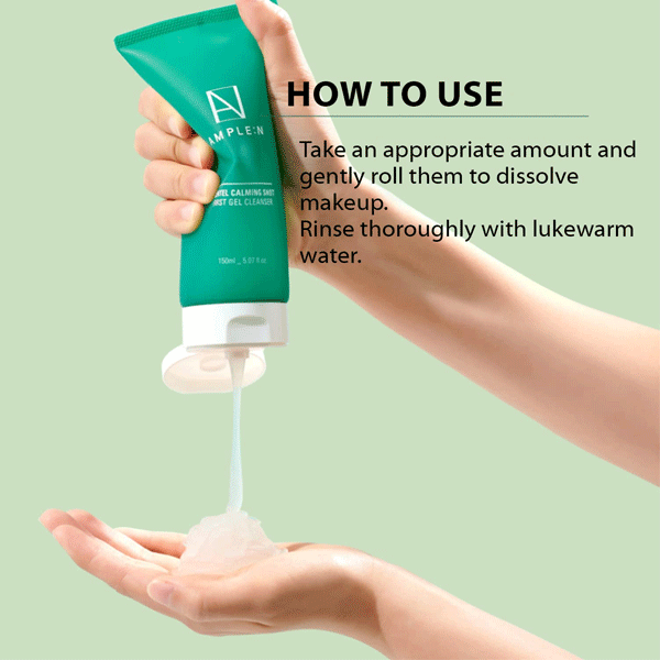 AMPLE:N Centel Calming Shot First Gel Cleanser 150ml - Soothing Facial Wash for Sensitive Skin, Hydrating & Gentle Cleansing - Perfect for Morning & Night Skincare Routine