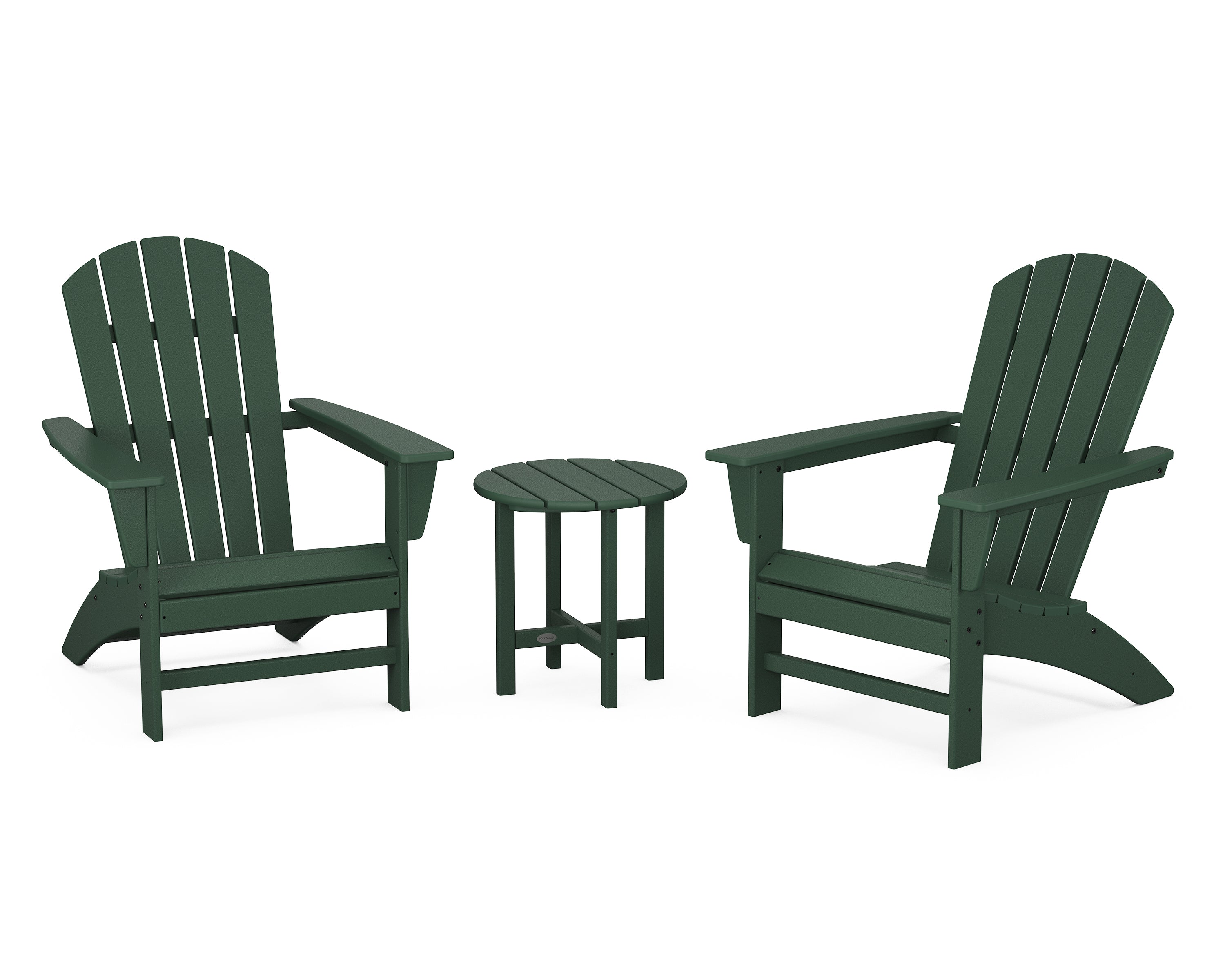 POLYWOOD Nautical 3-Piece Adirondack Chair Set - Durable Outdoor Furniture for Patio, Poolside & Beach - All-Weather Resin Wicker Chairs with Side Table