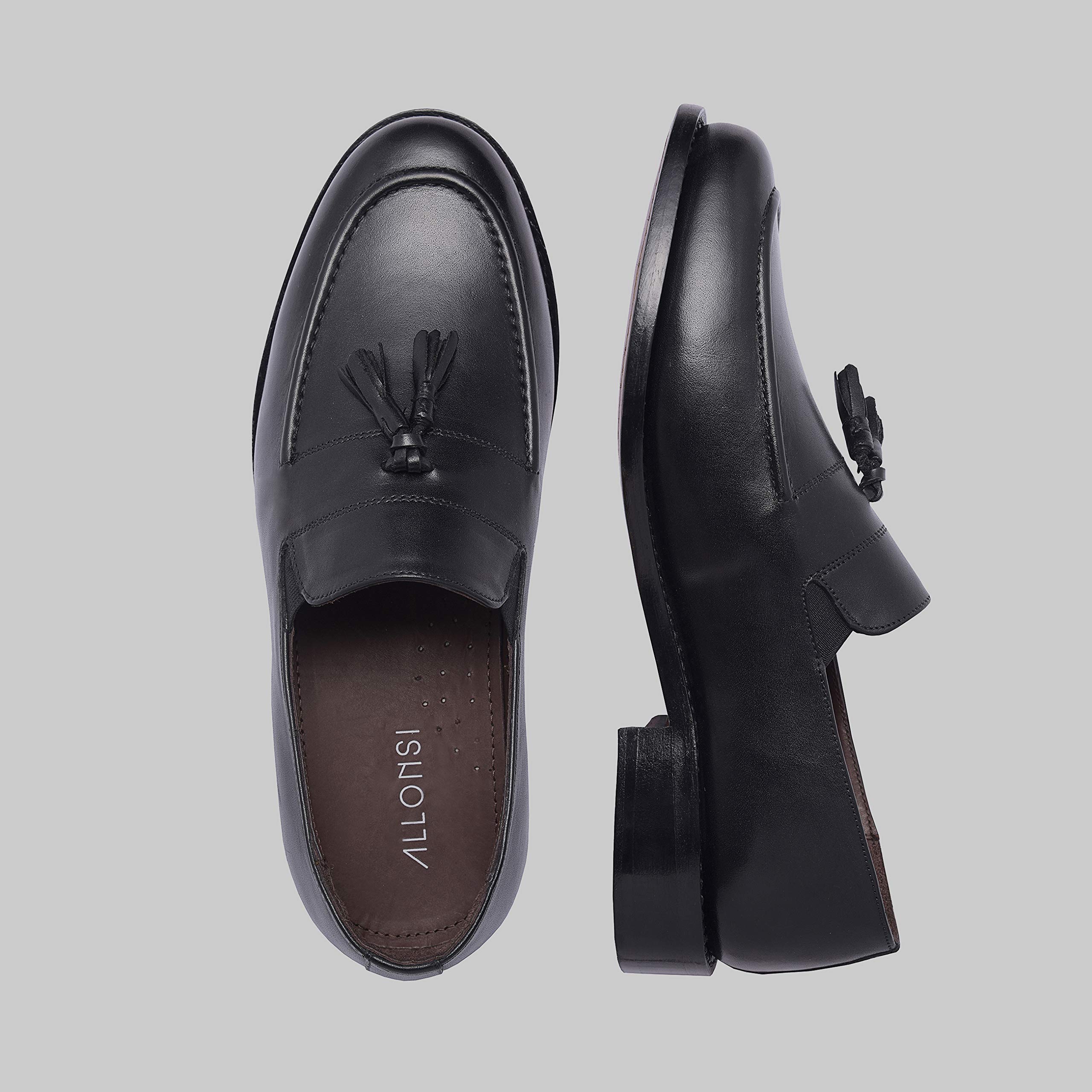 Premium Genuine Leather Men's Tassel Loafers | Handcrafted Goodyear Welted Dress Shoes | Slip-On Comfort with Leather Sole | Luxury Formal & Business Casual Footwear for Office, Weddings & Special Occasions