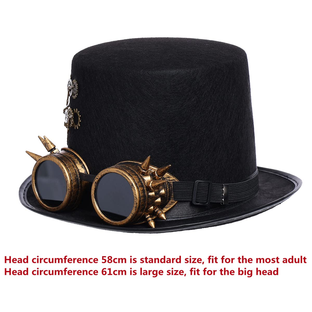 Steampunk Top Hat with Goggles for Women & Men - Victorian Gothic Halloween Costume Accessory - Perfect for Cosplay, Halloween Parties, and Themed Events