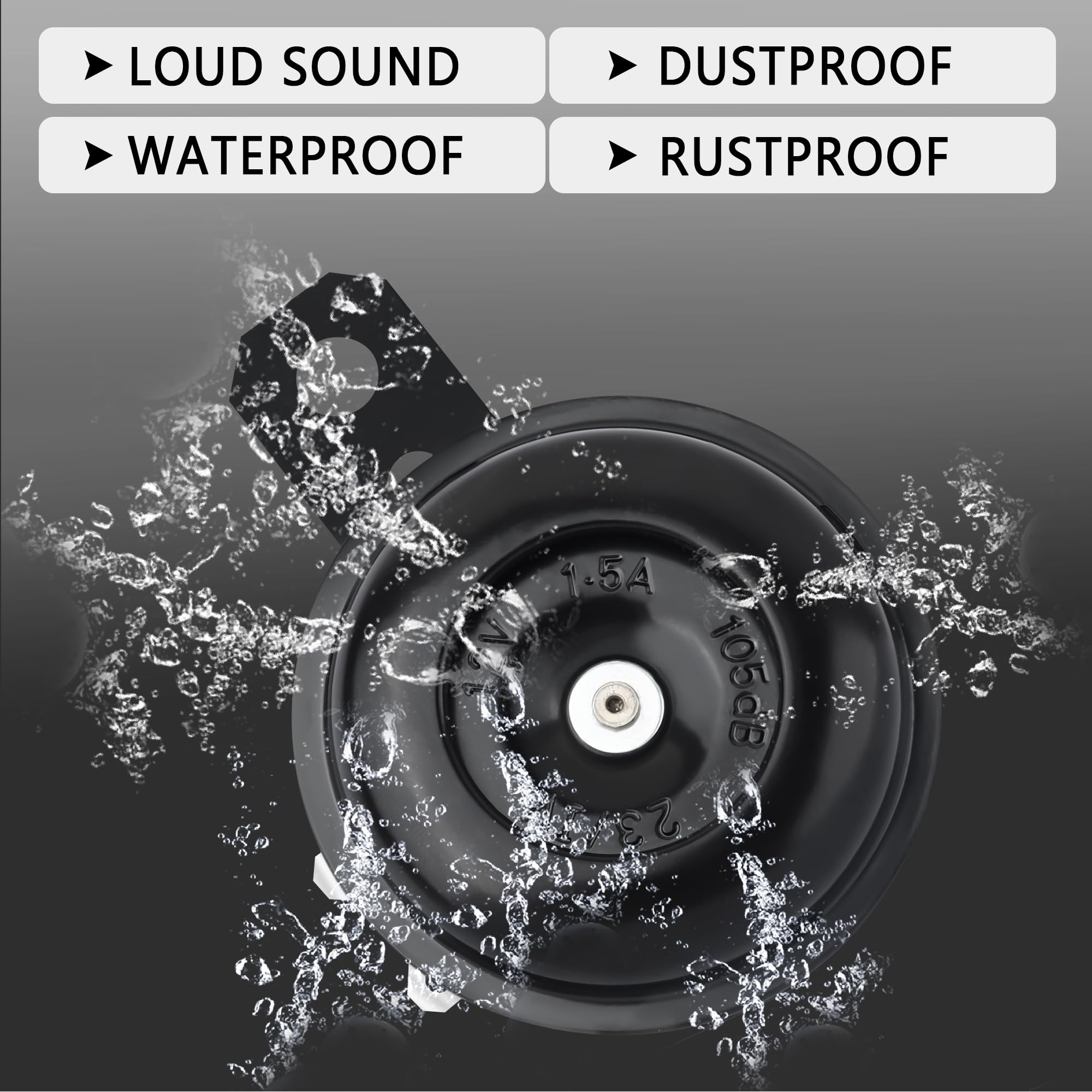 12V 105dB Super Loud Waterproof Motorcycle Air Horn - Universal Electric Warning Horn for Car, Bike, ATV, Truck & Scooter - Perfect for Safety Alerts in Heavy Traffic or Off-Road Adventures