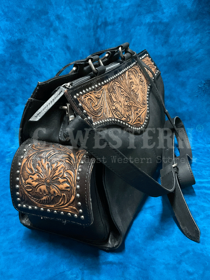 Nocona Women's Stacey Style Conceal Carry Satchel Purse - Black Leather Crossbody Bag for Everyday Use, Travel & Concealed Carry