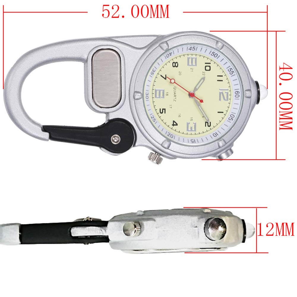 Weicam Nurse & Doctor Analog Quartz Pocket Watch with Luminous Hands - Clip-On Carabiner for Outdoor, Medical, and Work Use