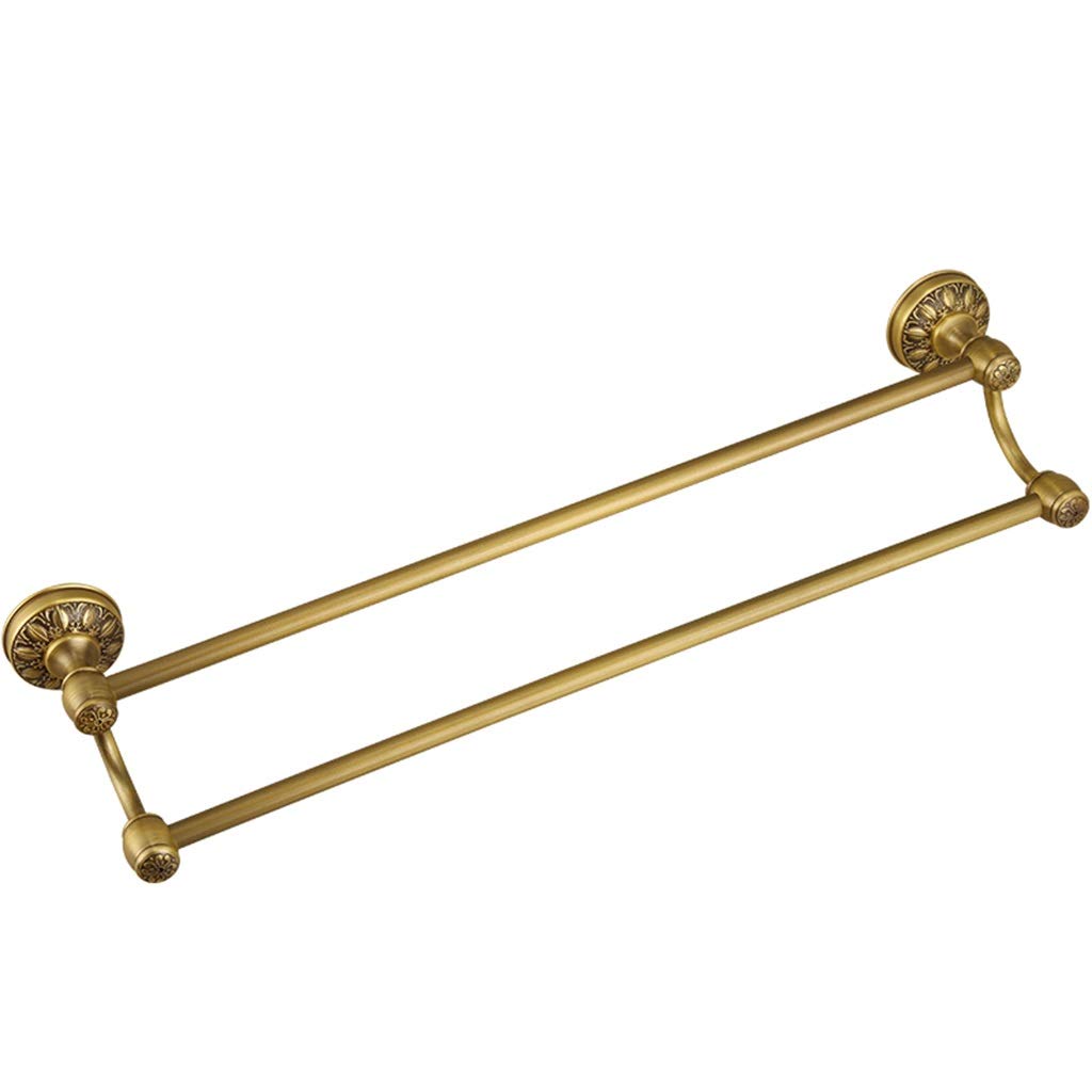 Premium All-Copper Double Pole Towel Bar - Heavy Duty Brass Bathroom Towel Rack with Rustproof Finish | Perfect for Bathrooms, Spas & Luxury Hotels (24 Inch, Antique Bronze)
