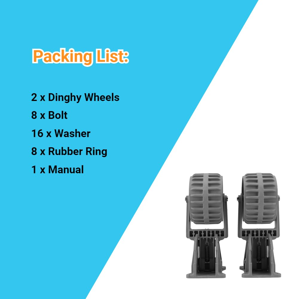**Kadimendium Dinghy Wheels Kit - Compact Inflatable Boat Launching Wheels for Dinghy & Raft - Protect Your Boat from Damage - Perfect for Easy Launching & Retrieval**