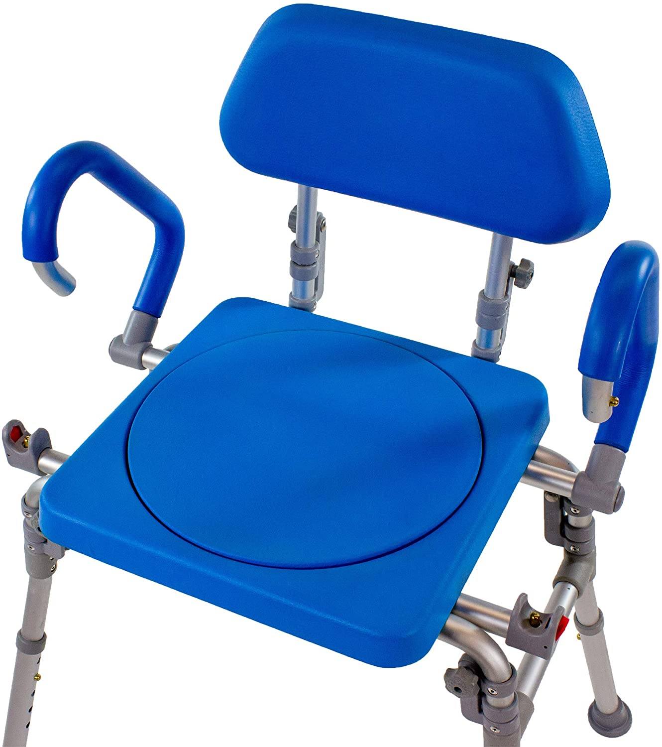 Liberty Folding Shower Chair with Swivel Seat - Adjustable Bath Seat for Elderly & Disabled - Non-Slip Shower Stool for Safe Bathing & Toilet Use - Perfect for Bathroom Safety & Mobility Assistance