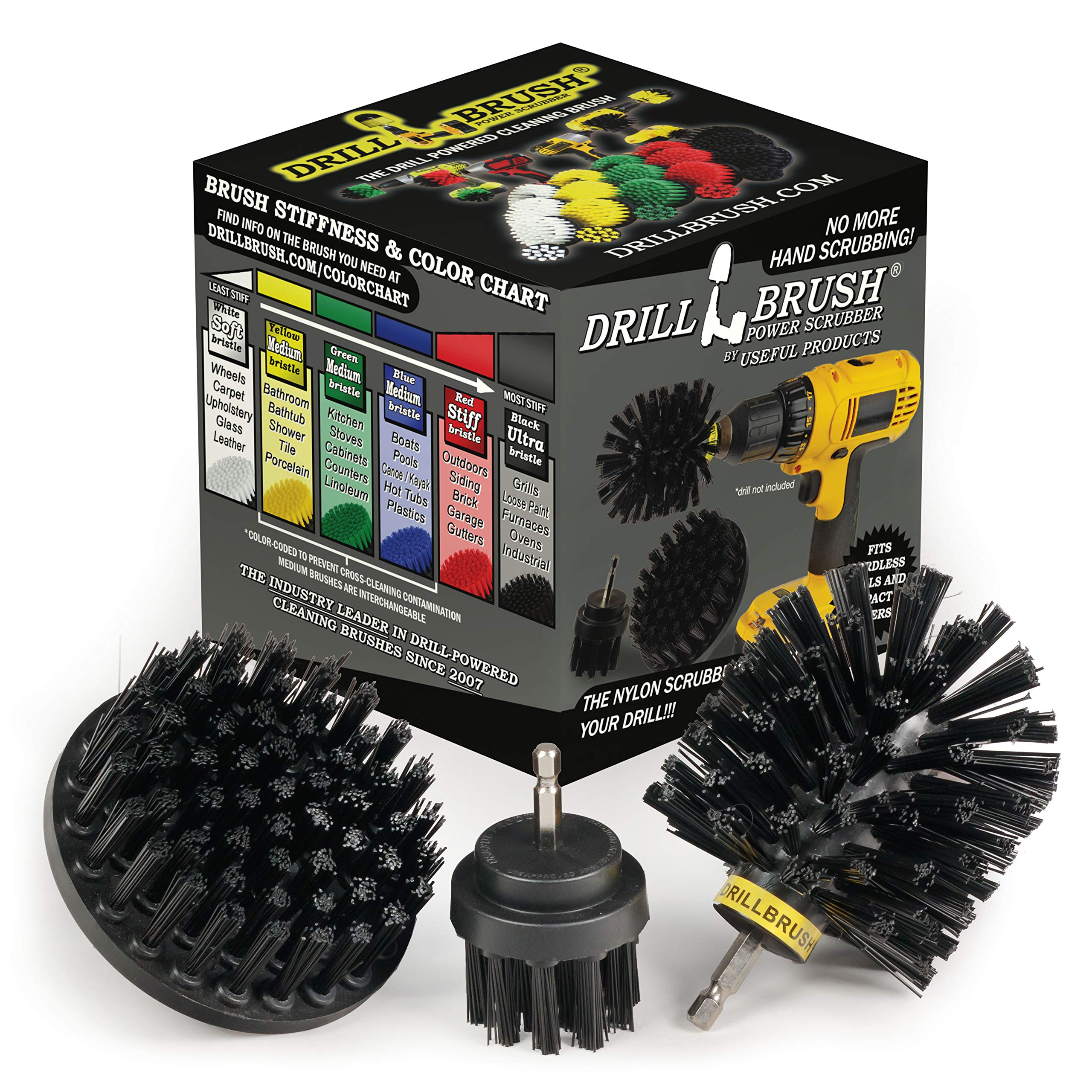 Industrial Cleaning Brush Set - Heavy-Duty Baked-On Food Remover & Rust Stain Cleaner for Electric Smokers, Grills, and BBQ - Drill Brush Attachment for Hard Water, Calcium & Mineral Deposit Removal - Perfect for Outdoor Cooking Equipment Maintenance
